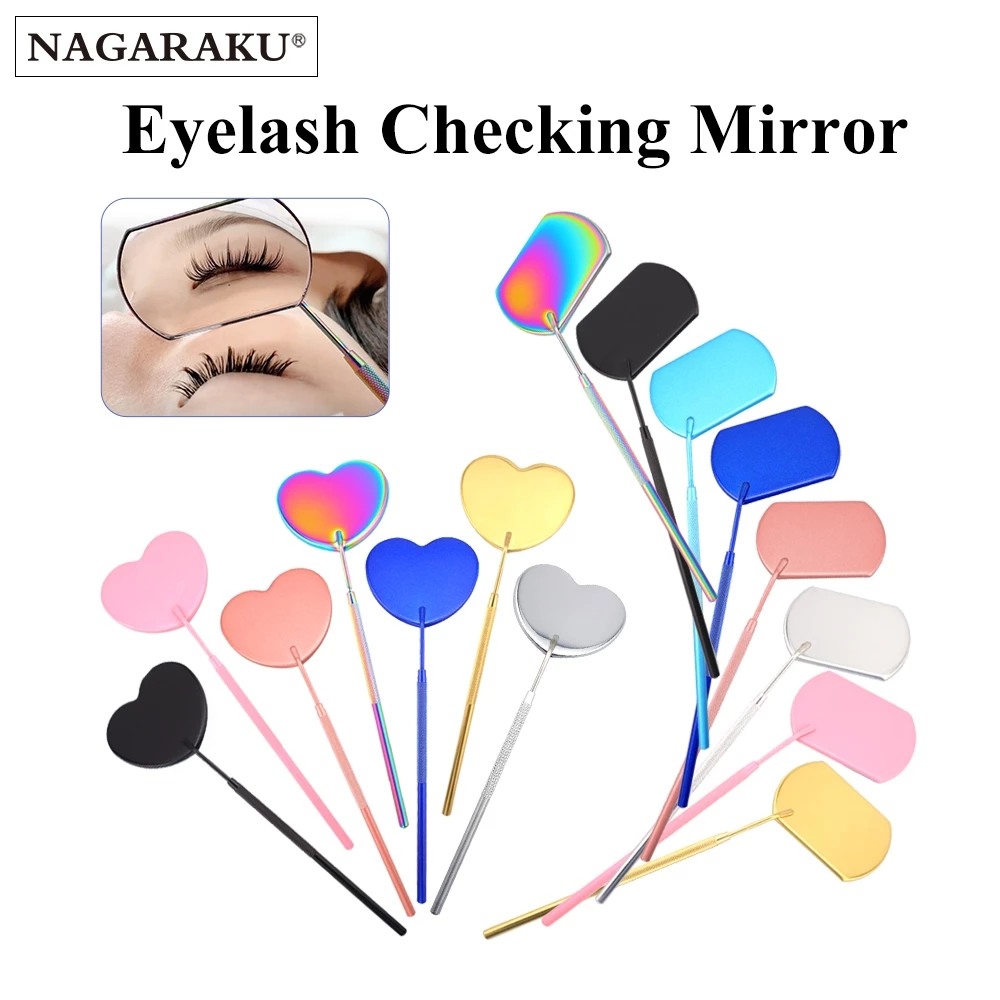 Nagaraku Grafting Eyelash Extensions ตรวจสอบกระจกวัสดุสแตนเลสมือถือเครื ่ องมือแต ่ งหน ้ าผู ้ จัดจําหน ่ าย