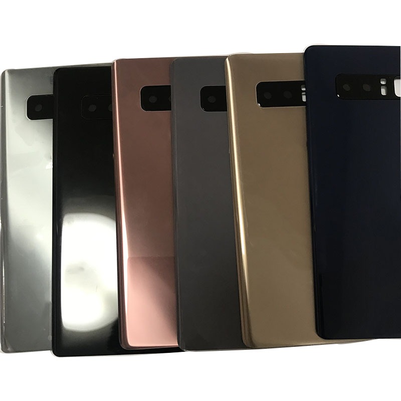 ด้านหลังสําหรับ Samsung Galaxy Note 8 N950 ฝาหลังแบตเตอรี่ประตูเปลี่ยน + เลนส์กล้องด้านหลัง