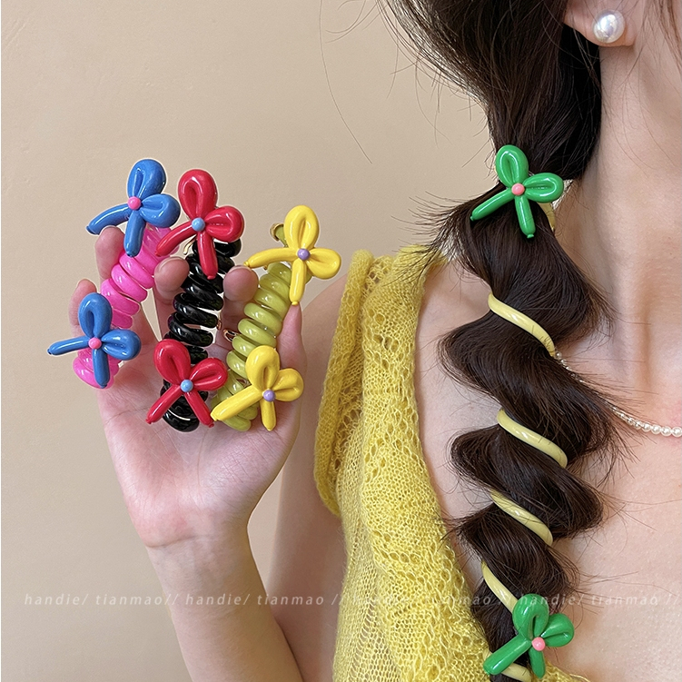 Fresh Bowknot Bubble Braided Hair Handy Tool แถบคาดศีรษะ 2024 สไตล์ใหม่ High-End หางม้าสายโทรศัพท์แหวนผม