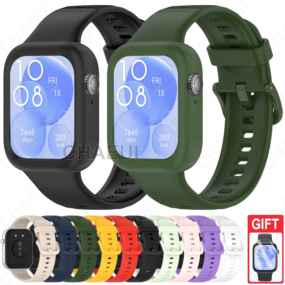 สายซิลิโคนพร ้ อมเคสแบบนุ ่ มสําหรับ Huawei Watch Fit 3