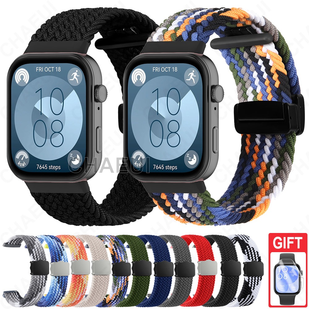 สายรัดไนลอนถักสร้อยข้อมือห่วงอุปกรณ์เสริมสําหรับ Huawei Watch Fit 3 4 Pro