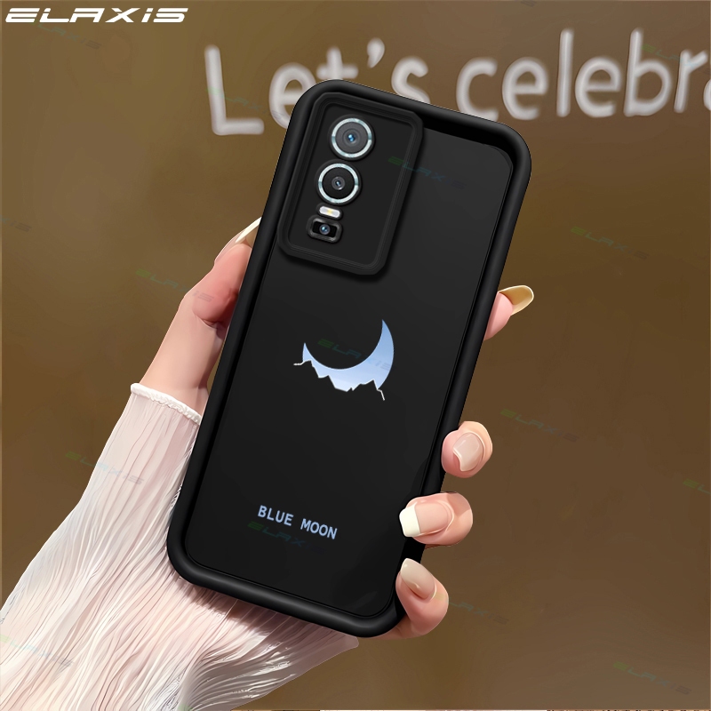 ELAXIS สําหรับ VIVO Y76 5G เคสโทรศัพท์ Creative Blue Moon รูปแบบ Soft Matte ShockProof ซิลิโคนนุ่ม TPU ฝาหลัง ES008