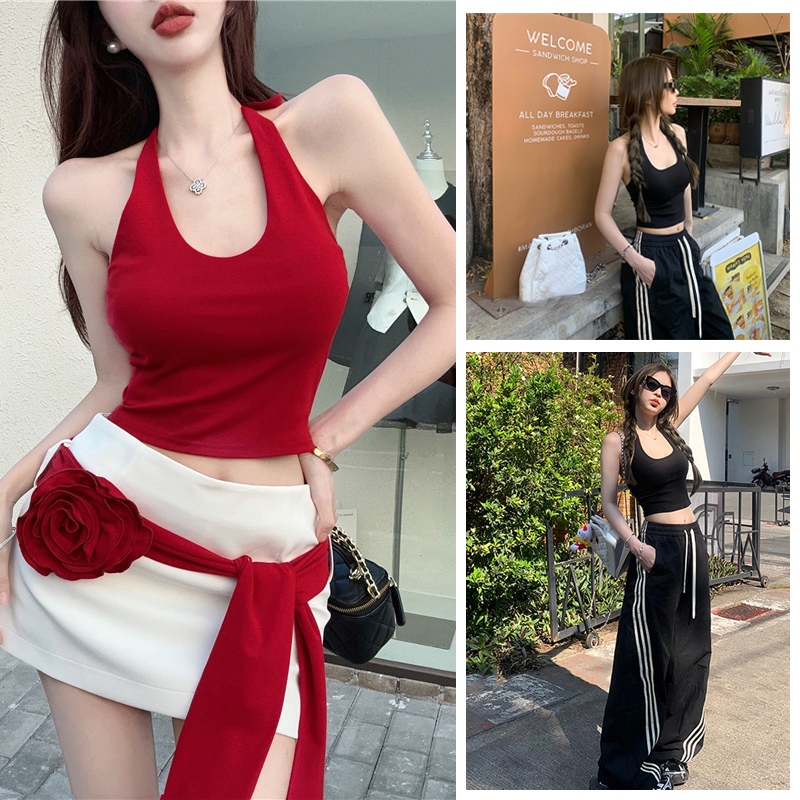 Luna shop🍒 เสื้อกล้ามแขนกุดผู้หญิง เสื้อกั๊กแฟชั่นสุดเซ็กซี่แบบใหม่