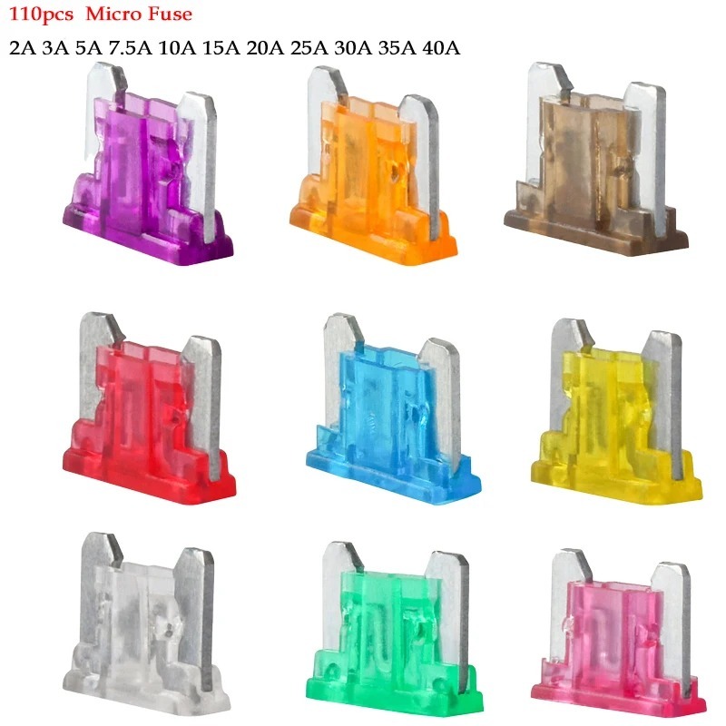 100/50/10pcs Micro รถฟิวส์ยานยนต์ใบมีดประเภท Mini ฟิวส์ Assortment ใบมีดฟิวส์ชุด 2A 3A 5A 7.5A 10A 15A 20A 25A 30A 35A 40A