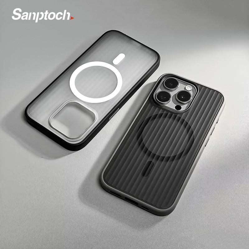 Sanptoch Magnetic Glacier Matteเคสโทรศัพท์โปร่งแสงสําหรับiPhone 15 14 13 Pro Max Slim Hardกลับพร้อมซิลิโคนอ่อนนุ่มขอบสําหรับiPhone 15 Pro Maxปลอกกันกระแทก