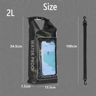 2l แห้งกระเป๋าหน้าจอสัมผัสกระเป๋ากันน้ําสําหรับ Trekking Drifting ล่องแก่งท่องเรือคายัคกีฬากลางแจ้ง