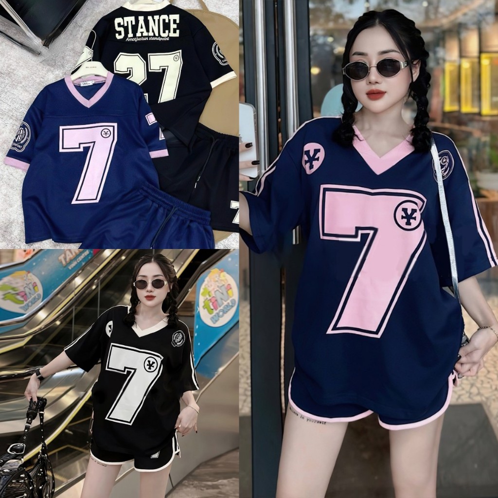 No.7 เสื ้ อยืดบาสเก ็ ตบอล Unisex OverSize เสื ้ อยืดหลวมคอวีเสื ้ อกีฬาสําหรับผู ้ ชายและผู ้ หญิง-jeresy NO.7