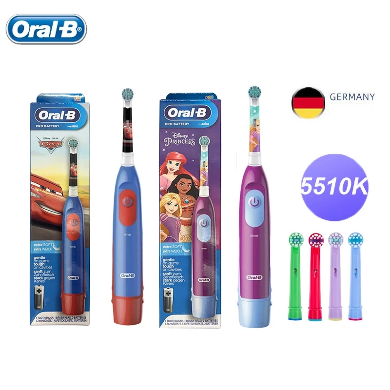 Oral B แปรงสีฟันไฟฟ้า ขนแปรงนุ่มพิเศษ ตั้งเวลาได้ 2 นาที กันน้ํา พร้อมแปรง แบบเปลี่ยน สําหรับเด็ก