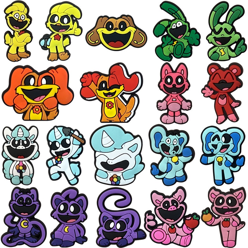 ร้อนยิ้มสัตว์ jibbitz 1pcs ตัวการ์ตูนรองเท้า Charms DIY อุดตันรองเท้า Aceessories Fit crocs รองเท้าแตะ pin ตกแต่งเด็กของขวัญ