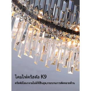 ห้องนอนโคมระย้าคริสตัลนอร์ดิกห้องนั่งเล่นโคมไฟเพดานวงกลมห้องรับประทานอาหารไฟจี้