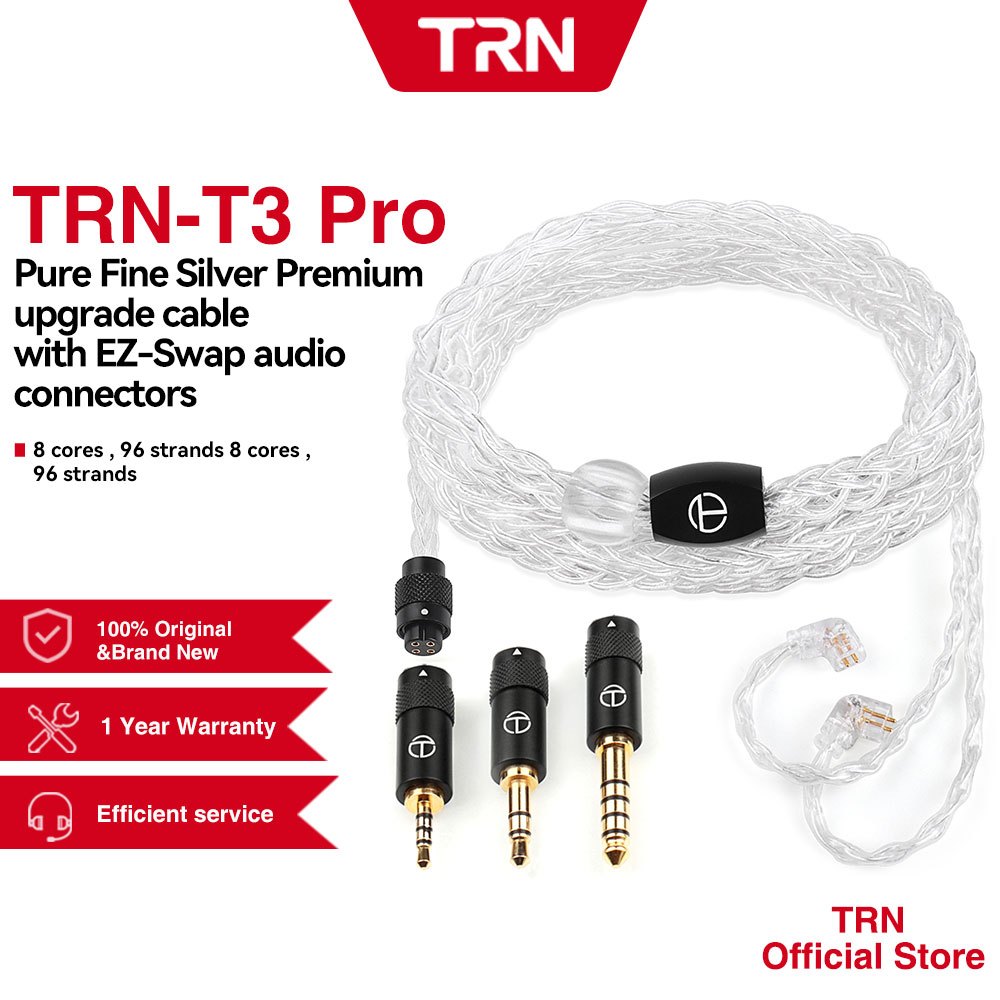 Trn T3 PRO 8-core เงินบริสุทธิ์ลวดเหมาะสำหรับ TRN KZ QKZ SIMGOT MOONDROP CCA TFZ FiiO Hidizs NiceHCK