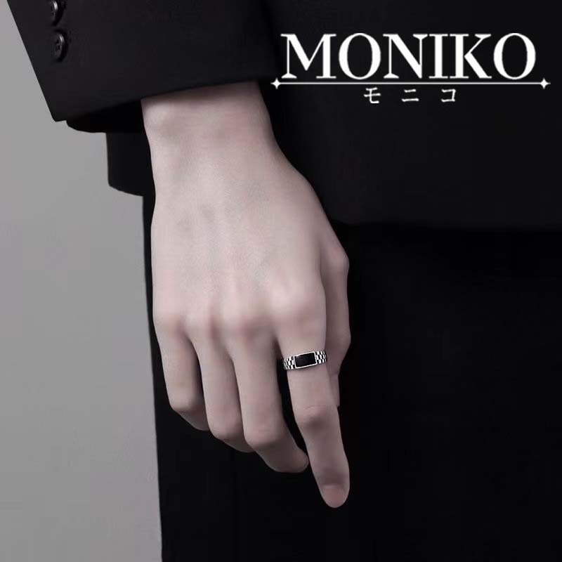 MONIKO Original Design แหวนสไตล์ลายสก๊อต การเปิดสามารถปรับได้ S925