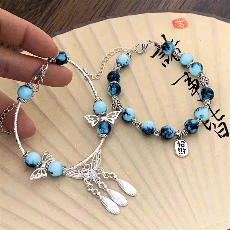 ประณีตแฟชั่น Galaxy อเนกประสงค์หวาน Super Fairy Star Porcelain สร้อยข้อมือผีเสื้อสําหรับผู้หญิงสร้อยข้อมือลูกปัดคริสตัลของขวัญเครื่องประดับ - รูปที่ 3