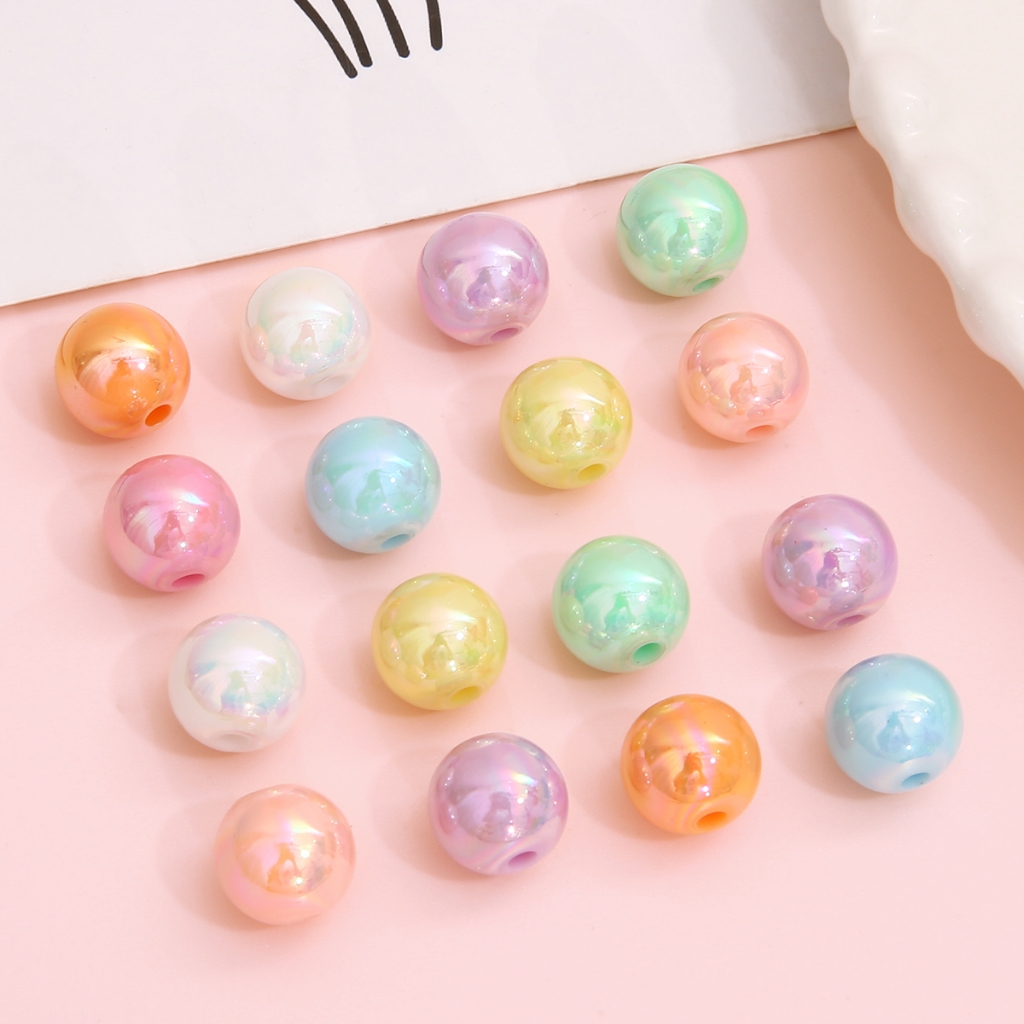 [ 10 มม . ] ลูกปัดกลมสีสันสดใสสีทึบลูกปัดอะคริลิค DIY สร ้ อยข ้ อมือลูกปัดกลมทําสร ้ อยข ้ อมือสร ้ อยคอแขวนวัสดุโซ ่