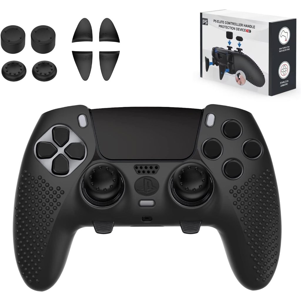 เคสป้องกันสําหรับ Playstation 5 Edge Controller, PS5 Controller ผิวสําหรับ Playstation 5 DualSense Wireless Edge Controller 4PCS Thumb Grip Caps + L2 R2 Trigger Extender