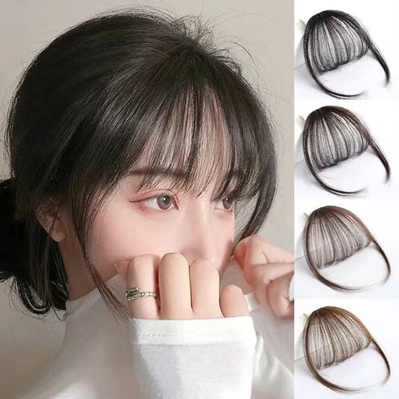 Air Bangs วิกผมผู้หญิงเกาหลี Ins Dummy ผมมนุษย์ Strands หน้าผากธรรมชาติโดยเครื่องหมาย Qi Bangs วิกผมต่อผมอุปกรณ์เสริมผม