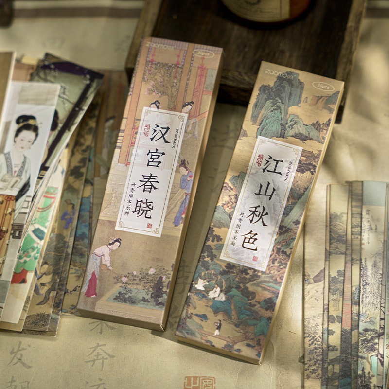 30ชิ้น/กล่องสไตล์จีนที่คั่นวินเทจโบราณภาพวาดบทกวีหนังสือเครื่องหมายหน้าผู้ถืออ่านรายการครูของขวัญเครื่องเขียนสํานั