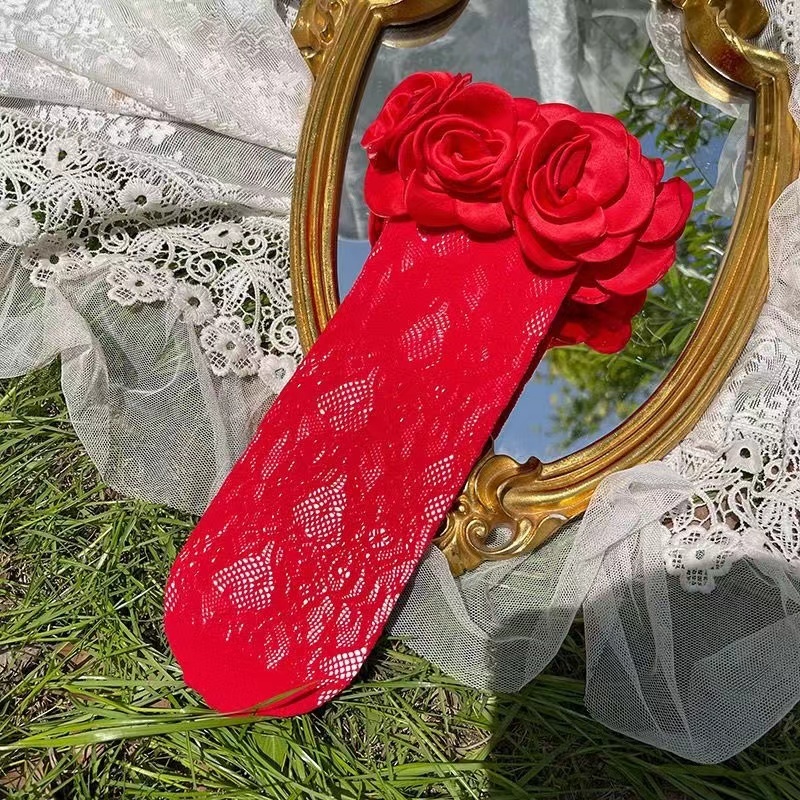 ถุงเท้าลูกไม้สไตล์โรแมนติก ถุงน่องลูกไม้ Camellia - รูปที่ 5