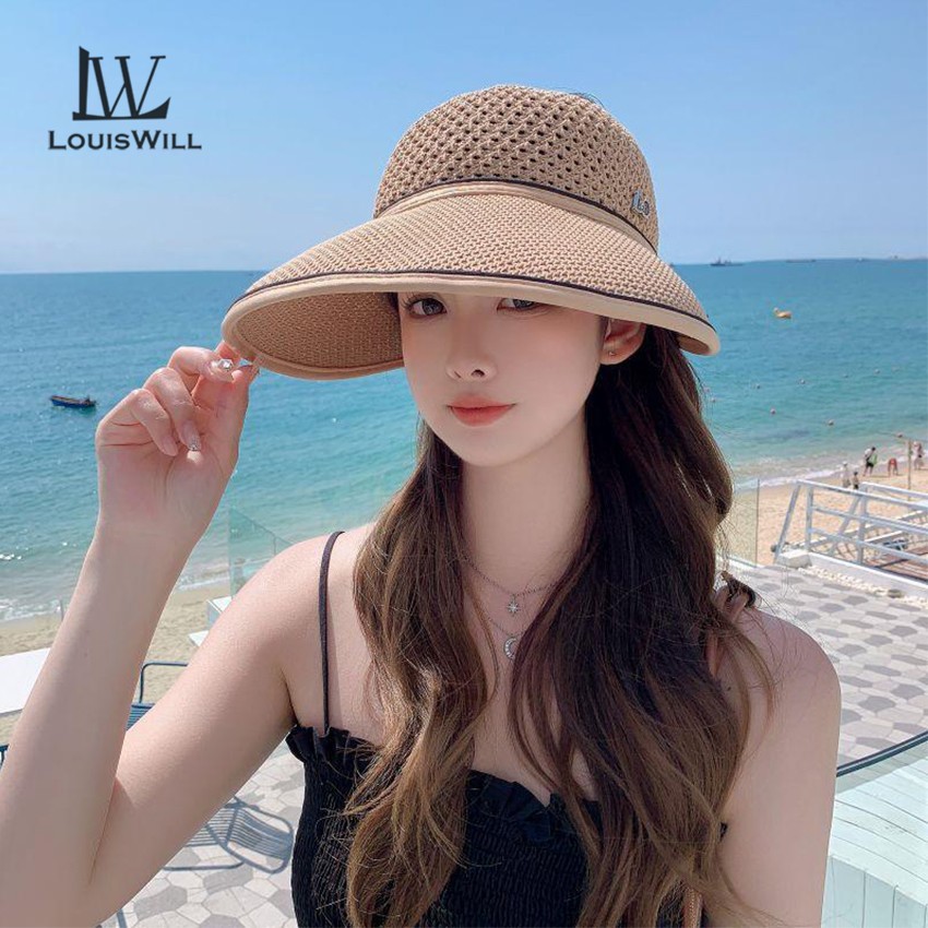 LouisWill قبعة شاطئ نسائية واسعة الحافة للحماية من الشمس — صورة 4
