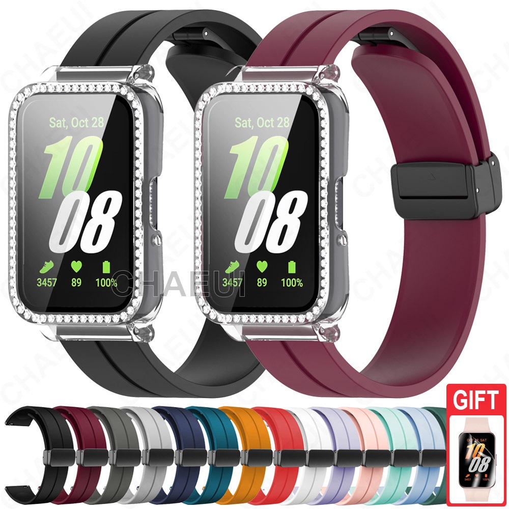 สายซิลิโคนพร ้ อมเคสป ้ องกันหน ้ าจอสําหรับ Galaxy Fit 3
