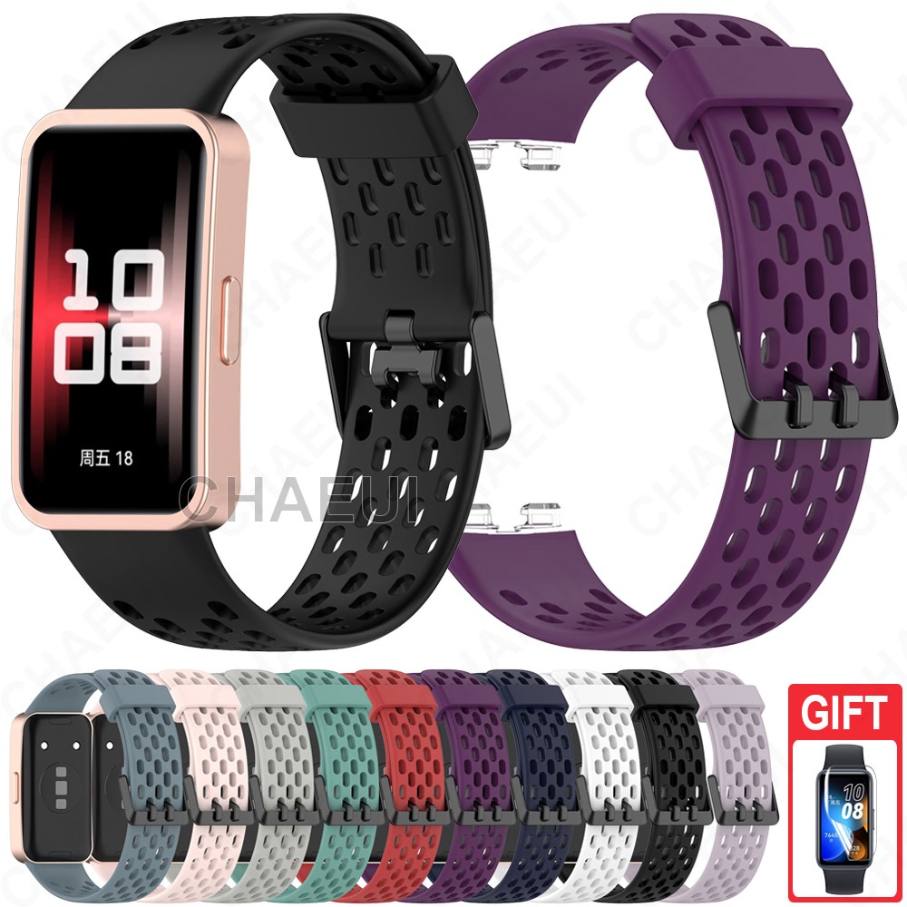 สายรัดข ้ อมือซิลิโคนเปลี ่ ยนสร ้ อยข ้ อมือระบายอากาศสําหรับ Huawei Band 9 8
