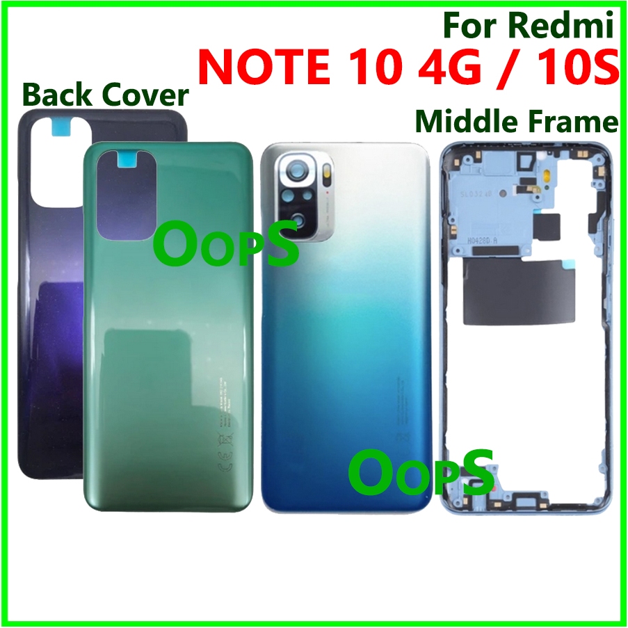 กรอบด้านหลังสําหรับ Redmi NOTE 10 4G / NOTE 10S กรอบกลางฝาหลังแบตเตอรี่เลนส์กล้อง