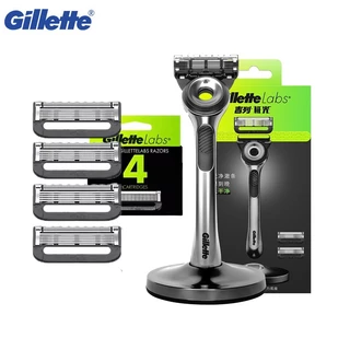 Gillette Labs Razor Aurora Series Flexdisc ใบมีดเหนี่ยวนํา 5 ชั้น Sharp เคราโกนหนวดมีดโกนสําหรับผู้ชายพร้อมขาตั้ง