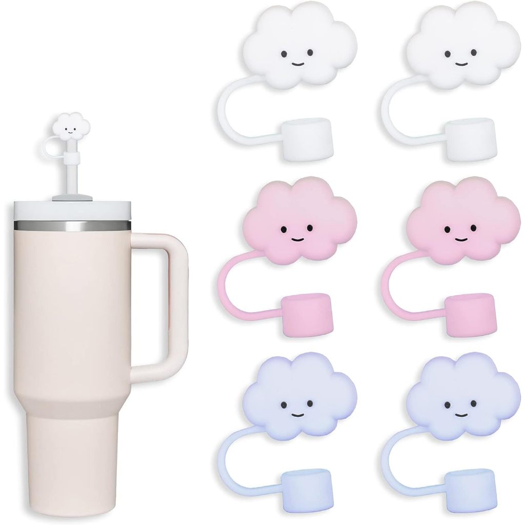 การ์ตูน cloud 10 มม.ฟางครอบคลุมหมวกใช้งานร่วมกับ Stanley 30 & 40 Oz Tumbler ซิลิโคนฟางเคล็ดลับครอบคลุมReusable ดื่มฟาง Protectors หมวก