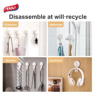 TAILI 4Pcs ตะขอดูด Heavy Duty แขวนผ้าเช็ดตัวห้องน้ำห้องครัวไม่มีเจาะที่ถอดออกได้แบบพกพา Hooks ผนังกันน้ำ