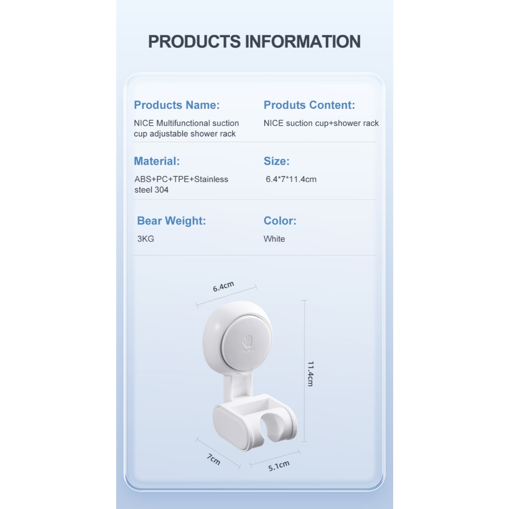 TAILI ที่วางหัวฝักบัวแบบดูดปรับนำกลับมาใช้ใหม่ได้ติดผนัง Mop วงเล็บไม่เจาะสำหรับห้องน้ำห้องส้วม - รูปที่ 5