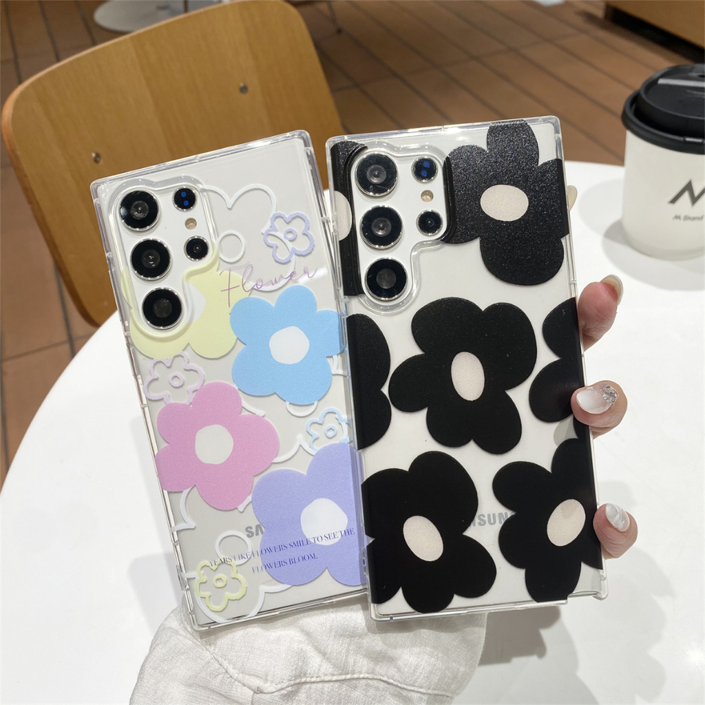 สดๆหน่อย ดอกไม้ เคส Samsung Galaxy S24 S23 Ultra S23FE S22 Ultra S21FE S20 S21 S22 S24 Plus + S20FE S21Ultra S20Ultra Note20 Ultra Note10 Plus Note10Lite A34 A54 Case โปร่งใส ป้องกันการตก ซิลิกาเจล นุ่ม ซัมซุง เคส