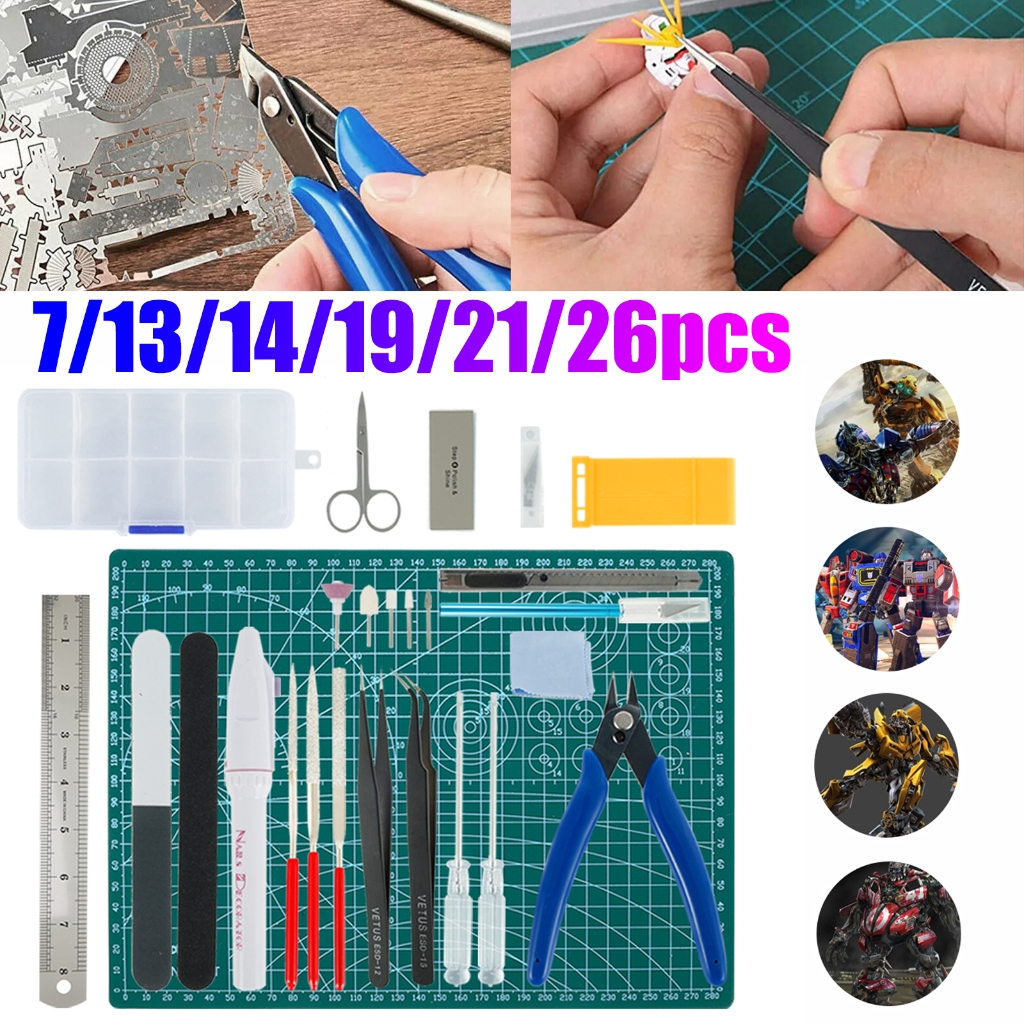 【 ลดราคา 】ชุดต่อโมเดลกันดั้ม 7/13/14/19/21/26PCS Gundam Modeler Basic Craft Set Tools Car Model Building Kits Basic Tools Craft Set