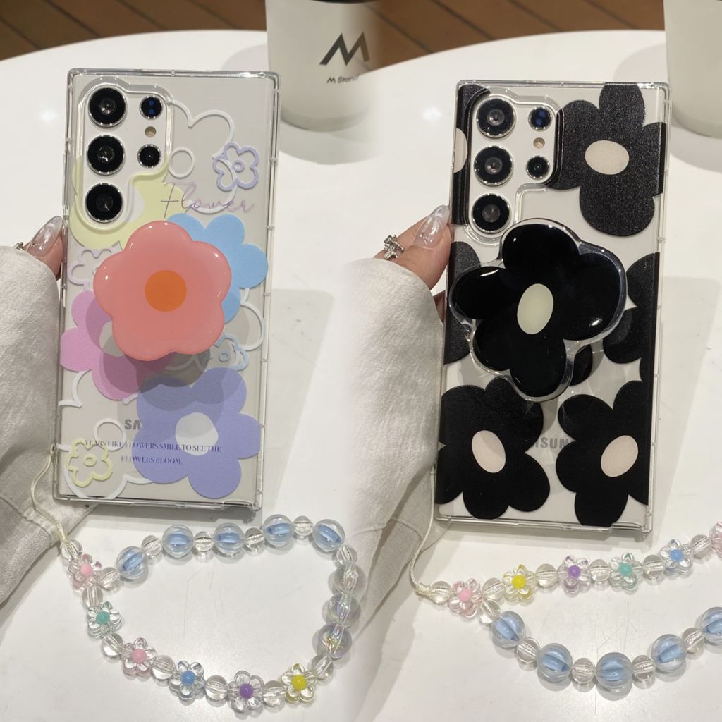 สดๆหน่อย สี ดอกไม้เล็ก ๆ วงเล็บ สร้อยข้อมือ เคส Samsung Galaxy S24 S23 Ultra S23FE S22 Ultra S21FE S20 S21 S22 S24 Plus + S20FE S21Ultra S20Ultra Note20 Ultra Note10 Plus Note10Lite A34 A54 Case โปร่งใส ป้องกันการตก ซิลิกาเจล นุ่ม ซัมซุง เคส