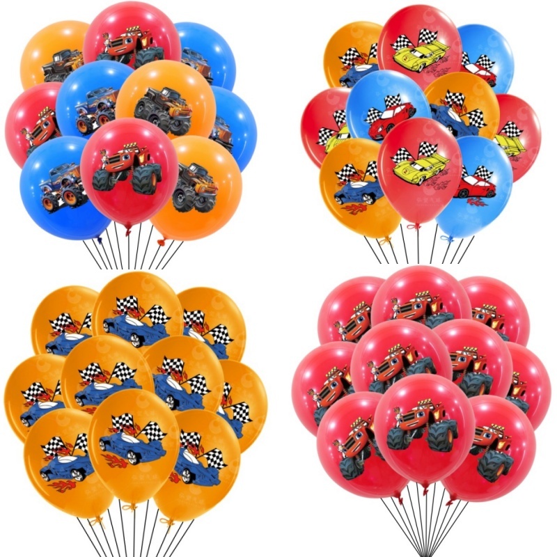 10ชิ้นล้อร้อนบอลลูน12นิ้วรถบรรทุกมอนสเตอร์บอลลูนน้ํายางอาบน้ําเด็กตกแต่งวันเกิดเด็กการ์ตูนรถออฟโรด
