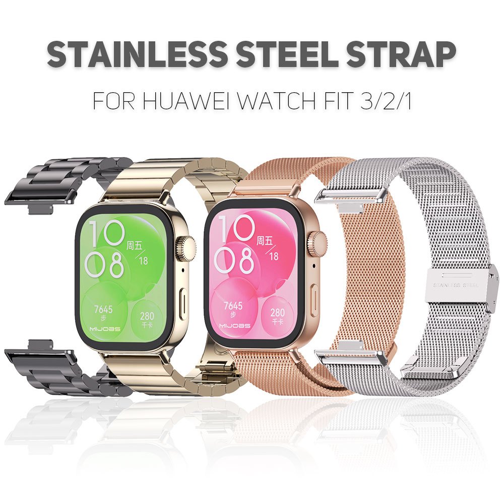 MIJOBS สายโลหะสําหรับ Huawei Watch Fit 5/5 Pro / Fit 4/3/4 Pro ผู้ชายผู้หญิงสร้อยข้อมือสแตนเลสสําหรับ HUAWEI WATCH FIT 3 Milanese Watchband Quick Release Connector เปลี่ยนอุปกรณ์เสริมสายรัดข้อมือ