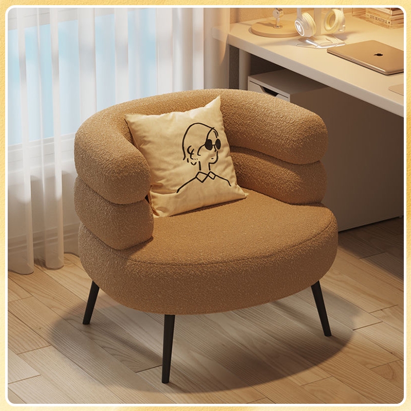 เก้าอี้โซฟา เก้าอี้แต่งหน้า  รองรับน้ำหนักได้ดี ขาเหล็ก ผ้าขนแกะ ดีไซน์สวยงาม นุ่มและสบาย ตกแต่งคาเ - รูปที่ 2