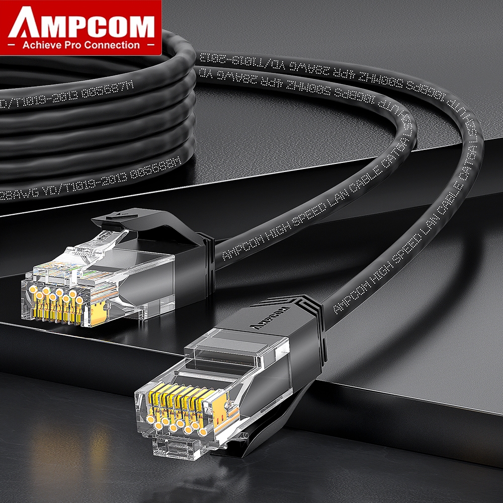 AMPCOM CAT6 Slim Ethernet Cable , 1G UTP สายทองแดงปราศจากออกซิเจน, 28AWG, 0.2M-20M, ตัวเลือก 5 สี