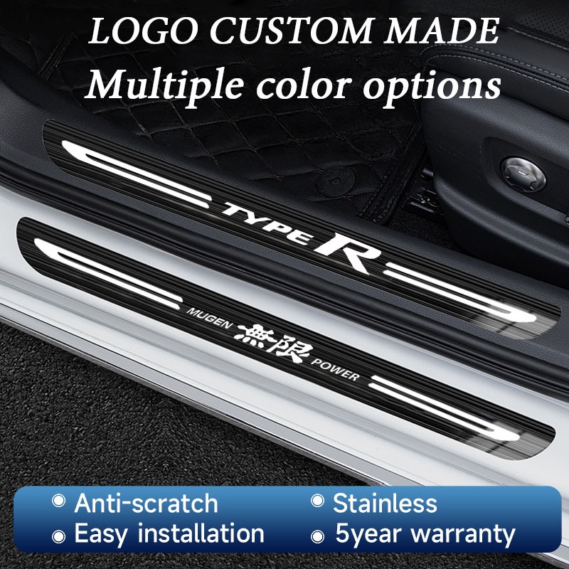ฮอนด้า อยู่ที่นั่น แถบเกณฑ์สแตนเลส ป้องกันการก้าวป้องกันรอยขีดข่วนและป้องกันการชนกันสแตนเลสสติกเกอร์ป้องกันคาร์บอนไฟเบอร์แถบตกแต่งเหมาะสําหรับรถทุ