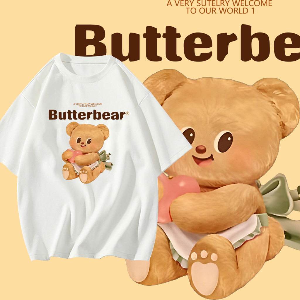 เสื้อ Butterbear Butter bear T-shirt ผ้าCotton 100% ใส่สบาย ไม่หด ไม่ย้ พร้อมส่ง