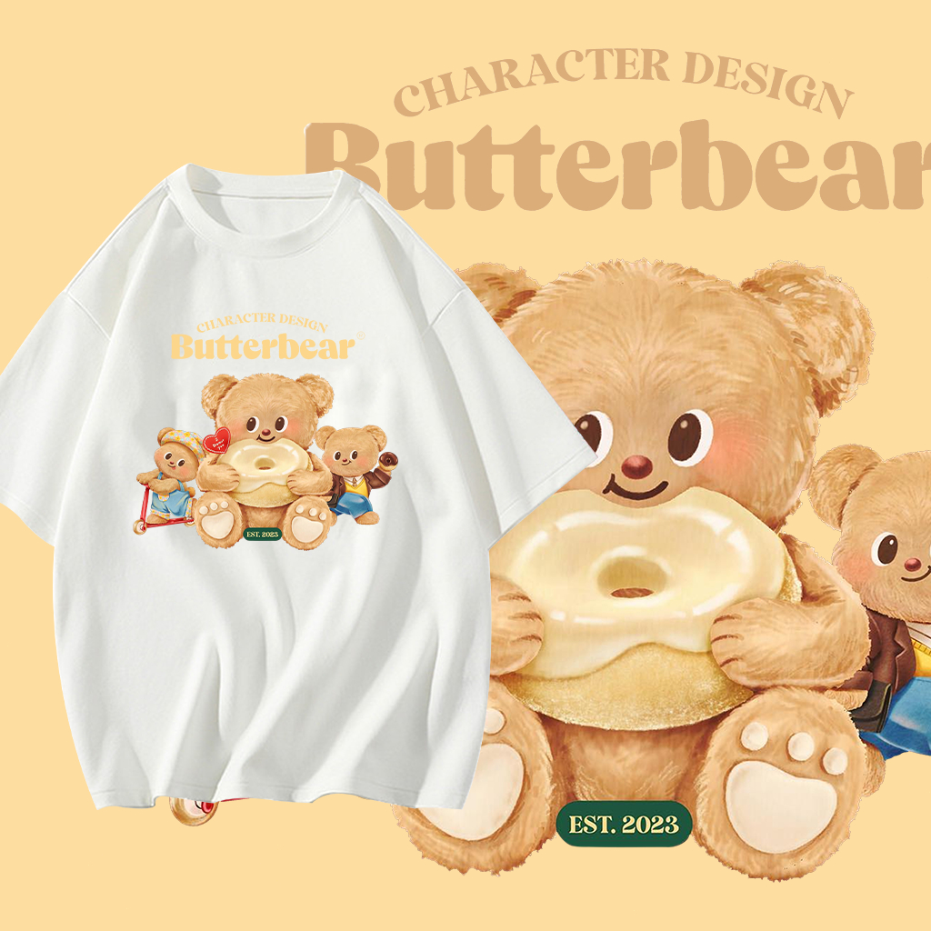 เสื้อ Butterbear Butter bear T-shirt ผ้าCotton 100% ใส่สบาย ไม่หด ไม่ย้ พร้อมส่ง