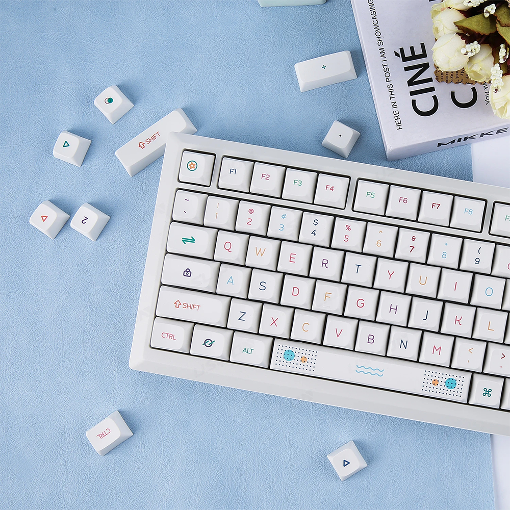 ไฟนีออน Keycaps 147 คีย์ XDA Profile PBT ย้อม-ย่อยไทย Key cap ชุดกำหนดเอง Keycap สำหรับแป้นพิมพ์เครื่องกล