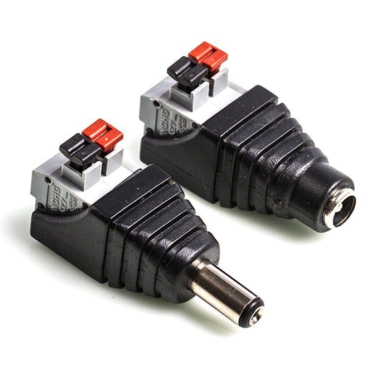 Solder-free Push-type DC Power Connector ชายหญิง Butt Plug 12V การเฝ้าระวังวิดีโอ 5.5 * 2.1 มม.ขั้วต่อ DC Plug