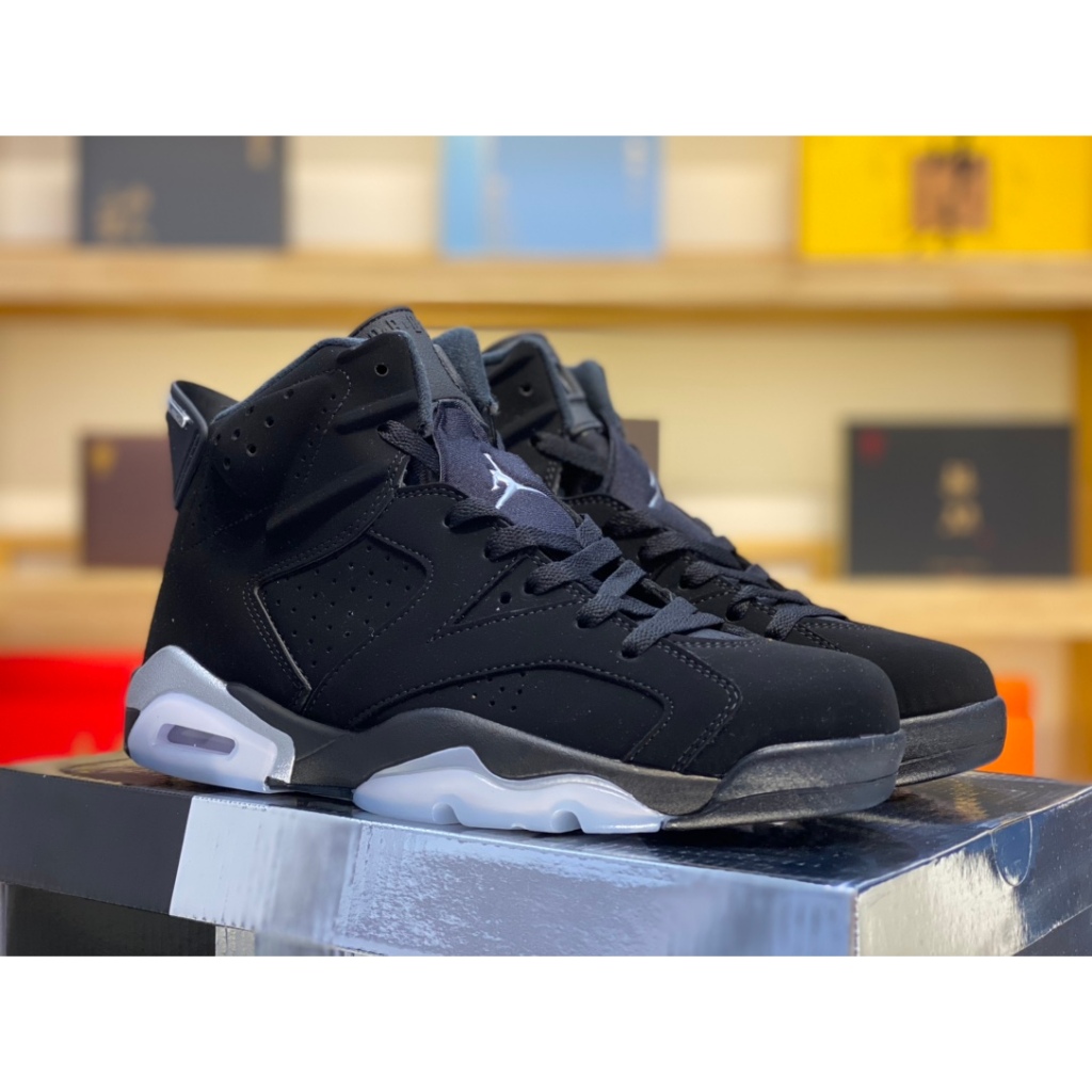 Air A/J 6 "Metallic Sier" สีดําเงิน DX2836-001 ผู้ชายผู้หญิงรองเท้าวิ่งรองเท้าผ้าใบ