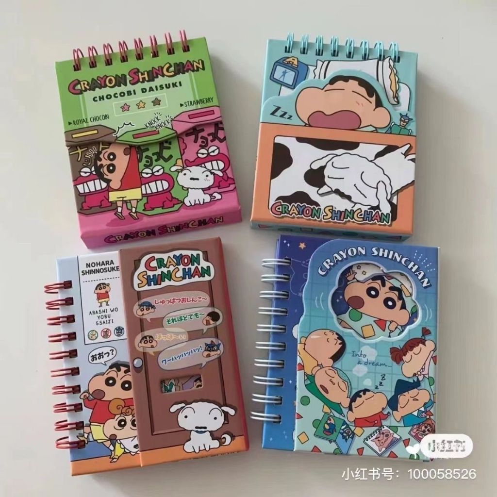 Oya 丨 D440 ins การ์ตูน Crayon Shin-Chan Coil Book แบบพกพาขนาดเล็กแม่เหล็กสีหน้าหนังสือโน๊ตบุ๊คไดอารี่คู่มือ Notepad ของขวัญ