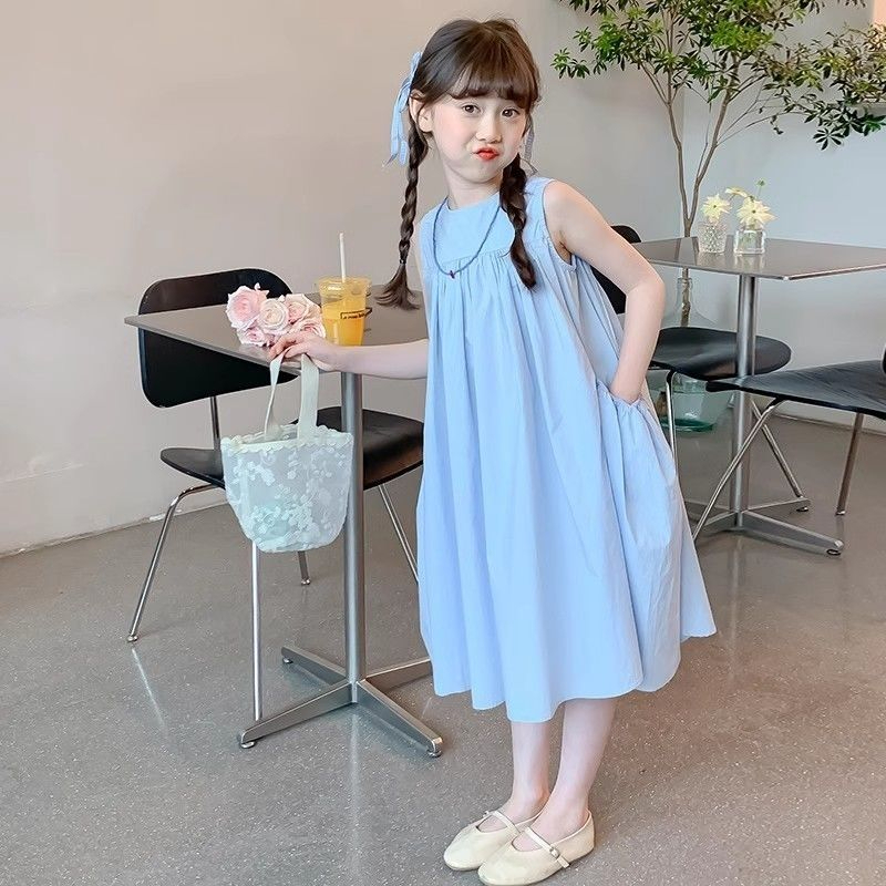 【สปอต】 3-14 ปี ชุดสาว,ชุดลำลองฤดูร้อน,กระโปรงเด็กใหญ่แฟชั่น,เสื้อกั๊กแขนกุด,กระโปรงเจ้าหญิง