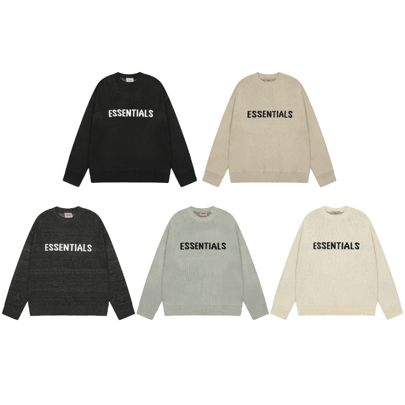 **สินค้าพร้อม** Fog FEAR OF GOD TWICE ESSENTIALS เสื้อสเวตเตอร์คอกลมตัวอักษรคลาสสิก