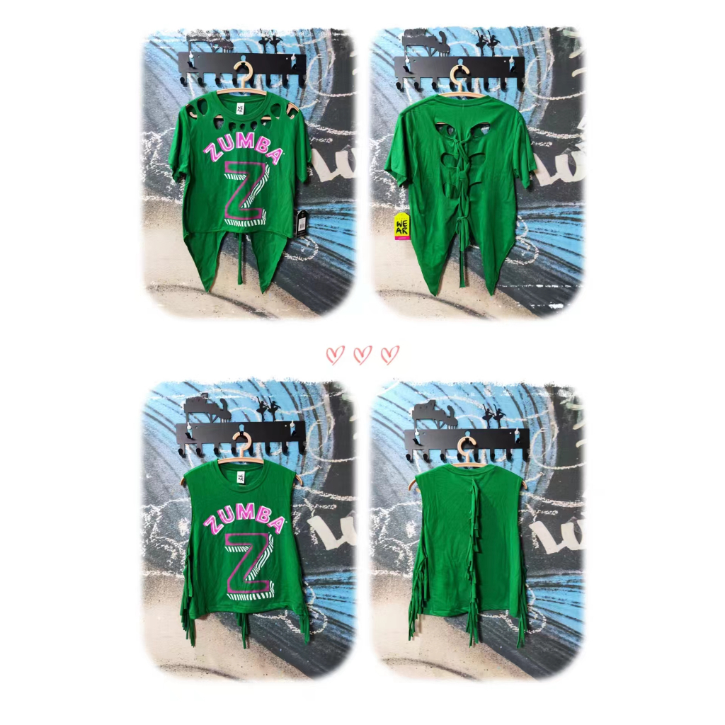 Zumba zumba ZW ฤดูร้อน 2024 ผู้หญิง Flow เสื้อกั๊กกีฬา DIY ครึ่งแขนสั้นผ้าฝ้ายสีเขียวเข้มด้านบน