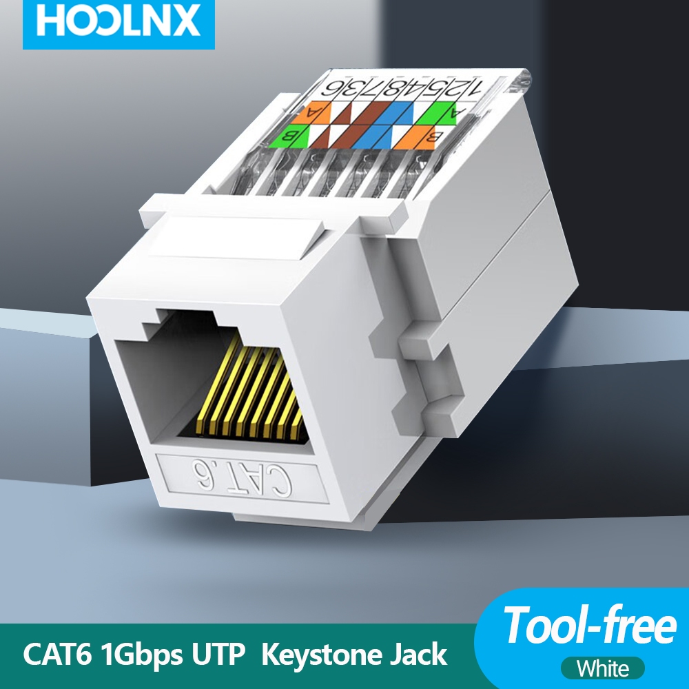 Hoolnx CAT6 Keystone Jack, No Punch-Down Tool Needing Module Couplers 1 PACK