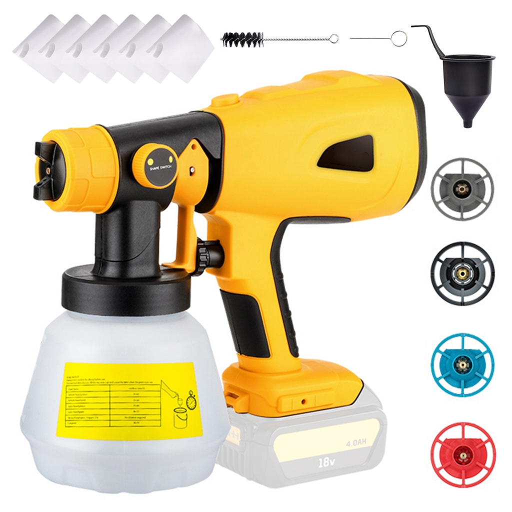 เครื่องพ่นสีไร้สาย สำหรับใช้แทน DEWALT, RYOBI 20V Max Battery, เครื่องพ่นสีไฟฟ้าพกพา พร้อมถังสี 1000 มล. สำหรับใช้ในบ้าน ภายในและภายนอก/เฟอร์นิเจอร์/ตู้/ผนัง/รั้ว/เพดาน (ไม่รวมแบตเตอรี่)