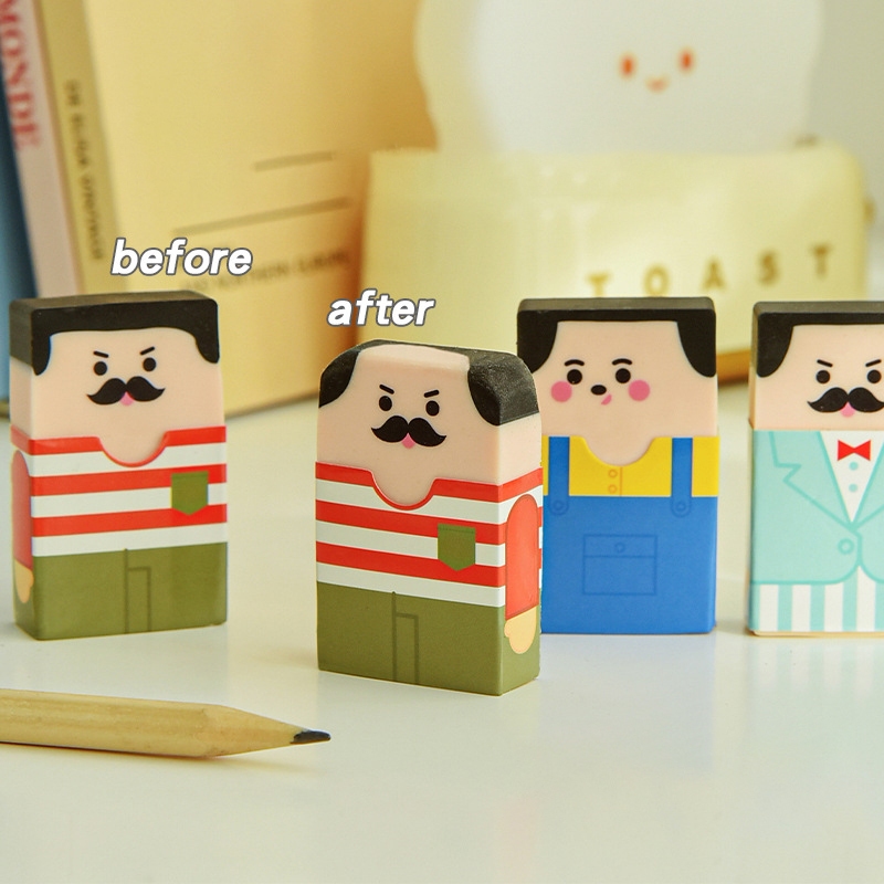 Creative Old Man Series ยางลบ Kawaii ดินสอยางยางลบสําหรับเครื่องเขียนโรงเรียนเด็กน่ารักเขียนเครื่องมืออุปกรณ์สํานักงาน